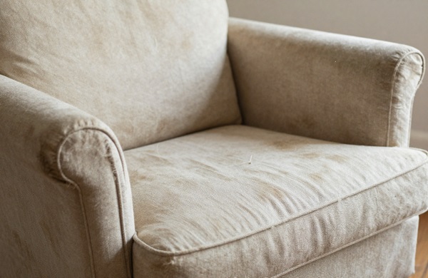 Antes: poltrona com tecido manchado